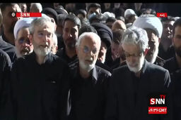 ببینید | گریه های حداد عادل هنگام اقامه نماز بر پیکر دخترش زهرا حدادعادل، همسر آیت الله سیدمجتبی خامنه‌ای 